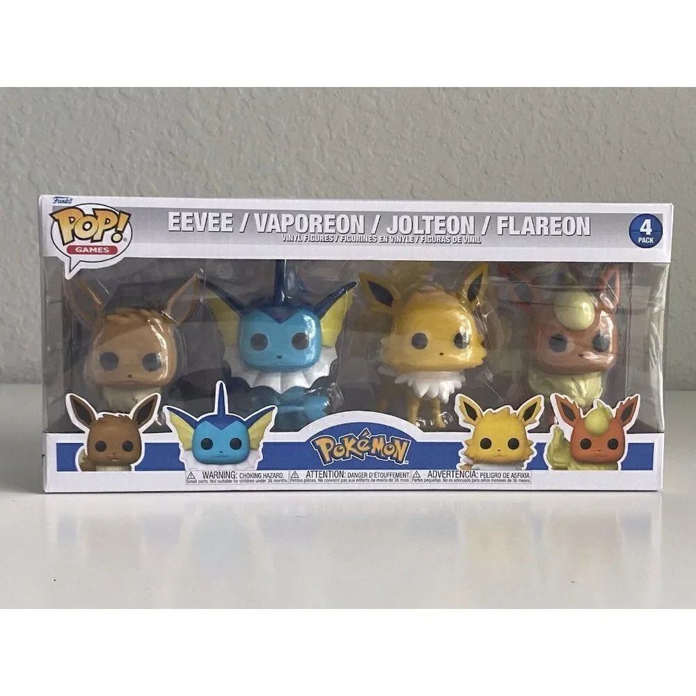 4 Pack Funko Pop Pokemon Eevee Vaporeon Jolteon Flareon NEW Sealed